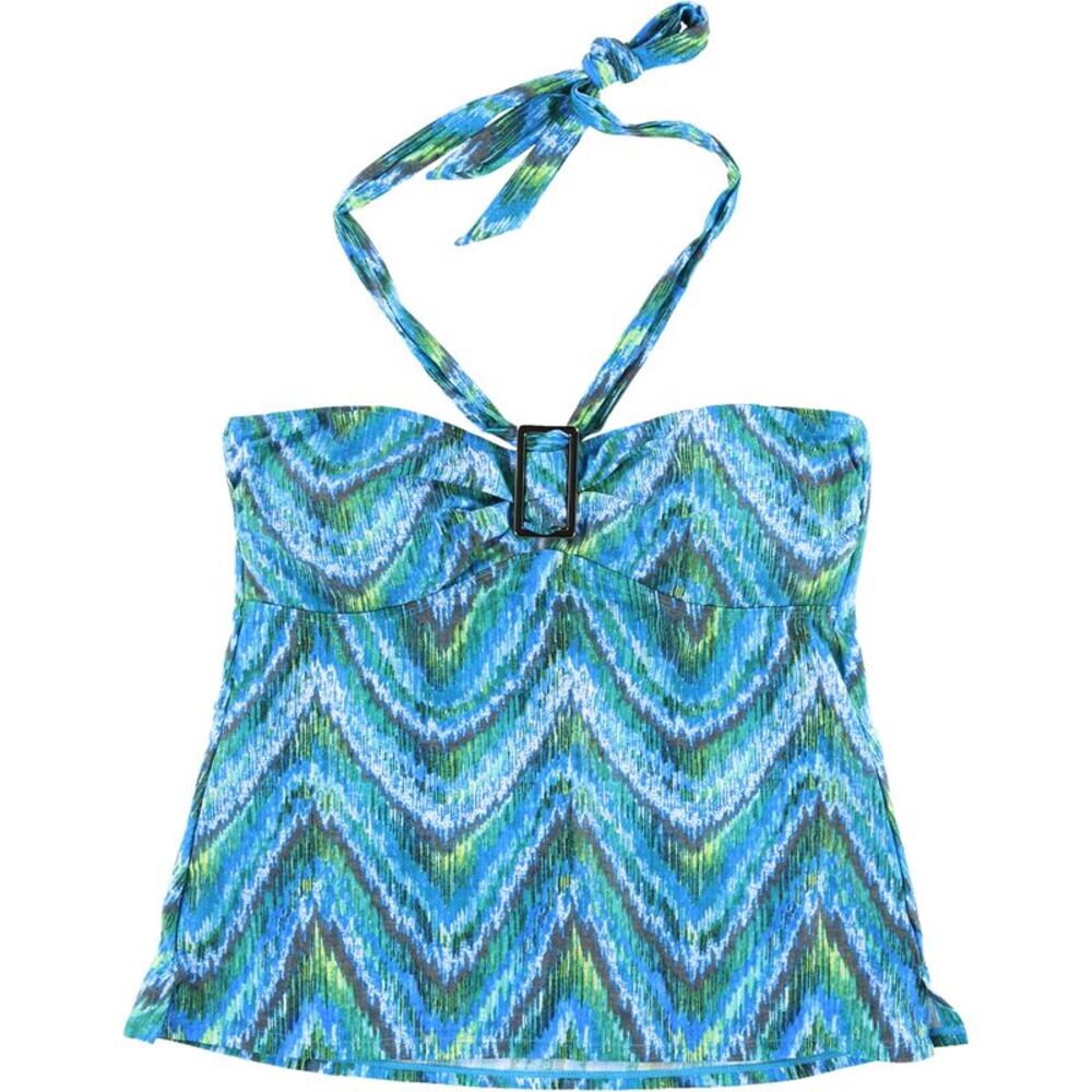 Island Escape Womens Printed Tankini Swim Top, Blue, 16, MP